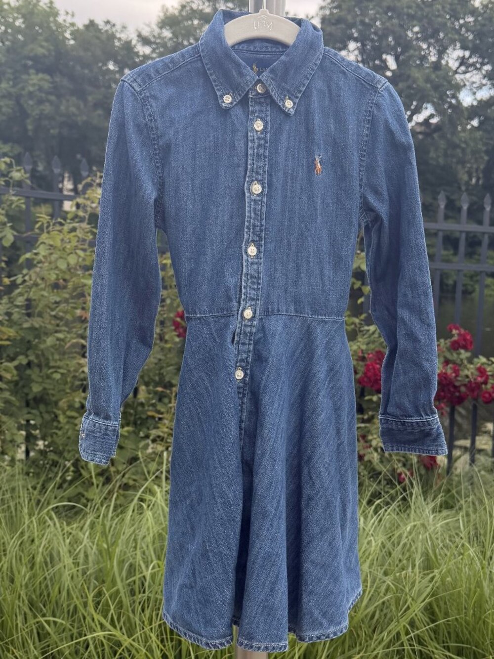 Ralph Lauren little girl belted denim button-up dress